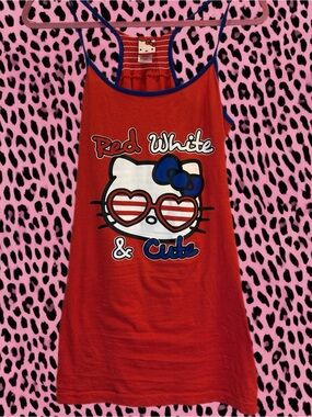 Hello Kitty Cami Dress Y2K Red White and Cute Size Small Sanrio
